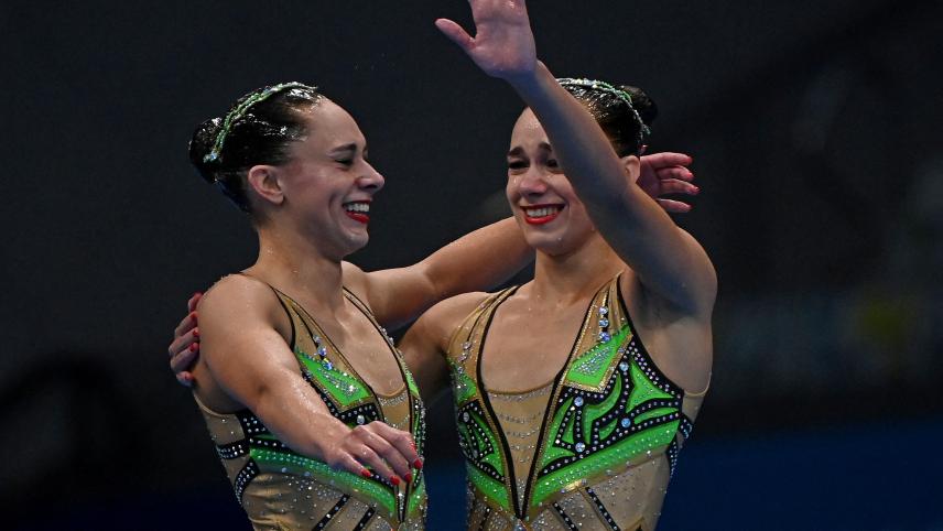 Charlotte et Laura Tremble ont marqué les esprits en devenant championnes d’Europe en juin sur l’épreuve acrobatique. (Photo AFP)